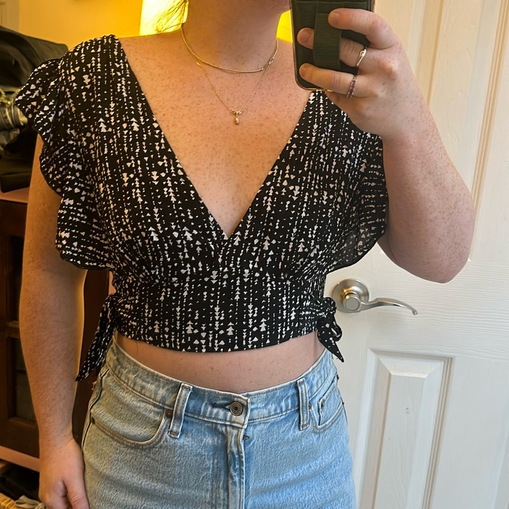 By Together Black & White Pattern Crop Top